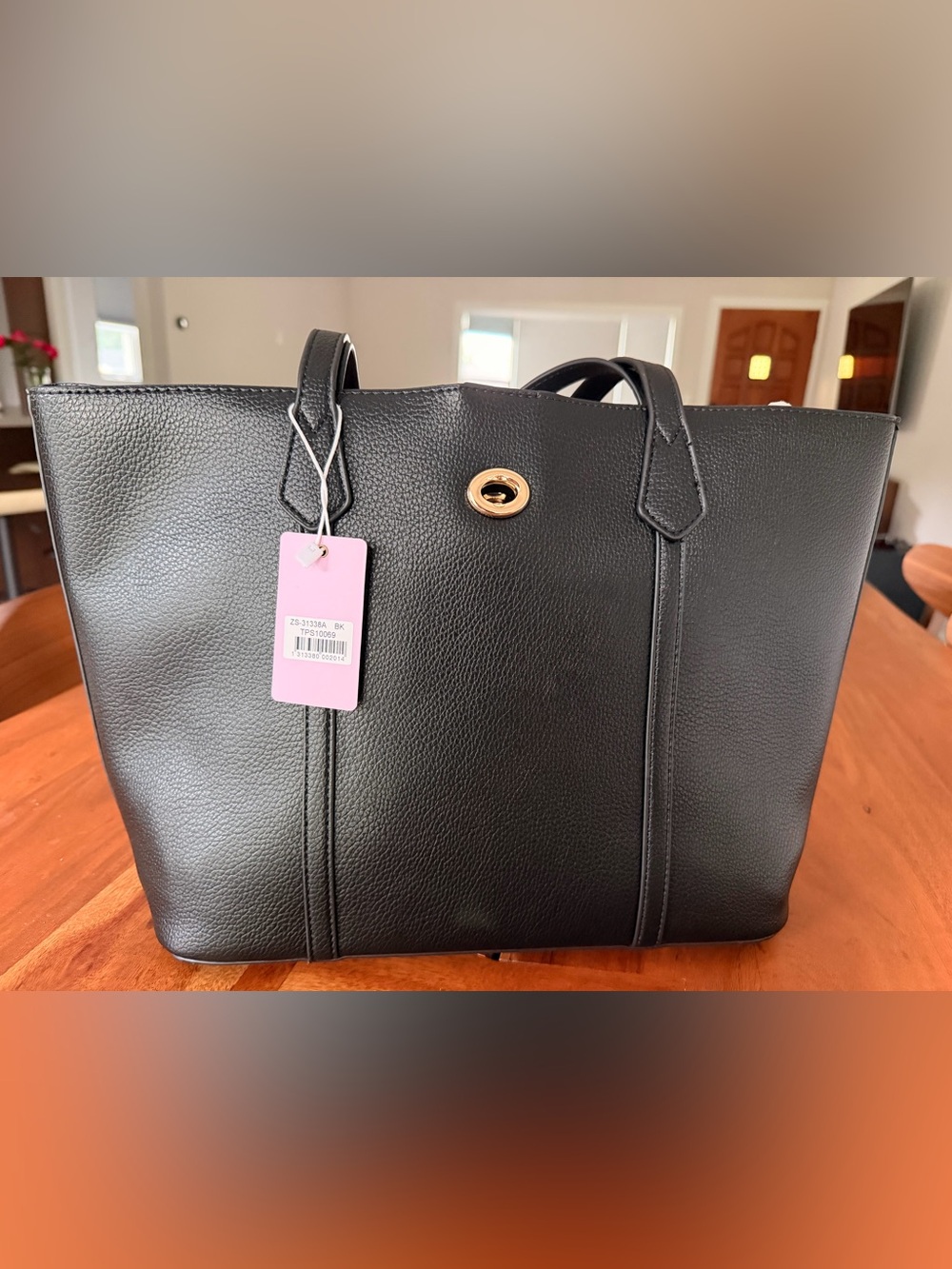 Black Pebbled Tote with Gold Accent - Everyday Carry